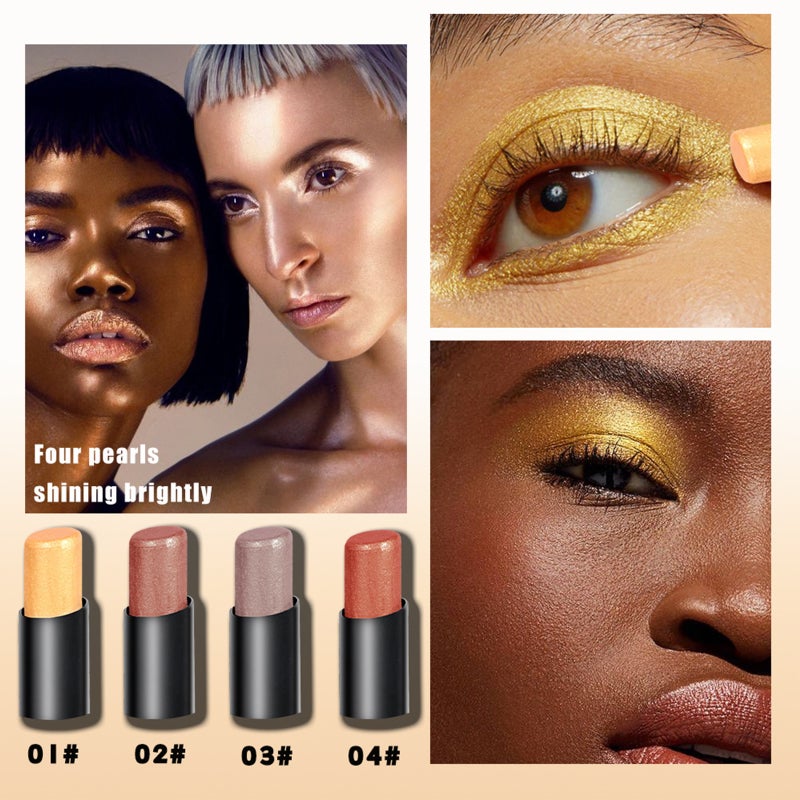 Lazy Rotating Eyeshadow Stick Star Sparkling Eye Shadow Stick Highlighter Contour Lip Brightener Multi-functional Makeup Stick Beauty Tool Cosmetic Product - Image 3