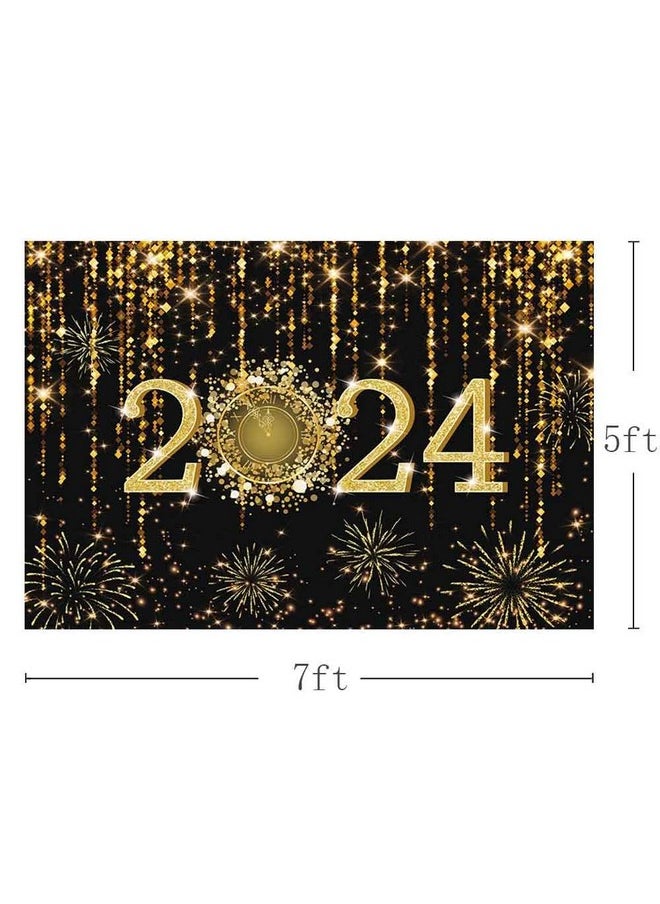 7X5Ft Black And Gold 2024 New Year Backdrop Cheers To 2024 Photography Background Hello 2024 Dripping Glitter Dots Fireworks Clock Decor Time To 2024 New Year Eve Cake Smash Photo Props - pzsku/Z20A1DDE4617BB75A505BZ/45/_/1703757110/6897d163-f1c9-4517-a105-8b998e11b0c9