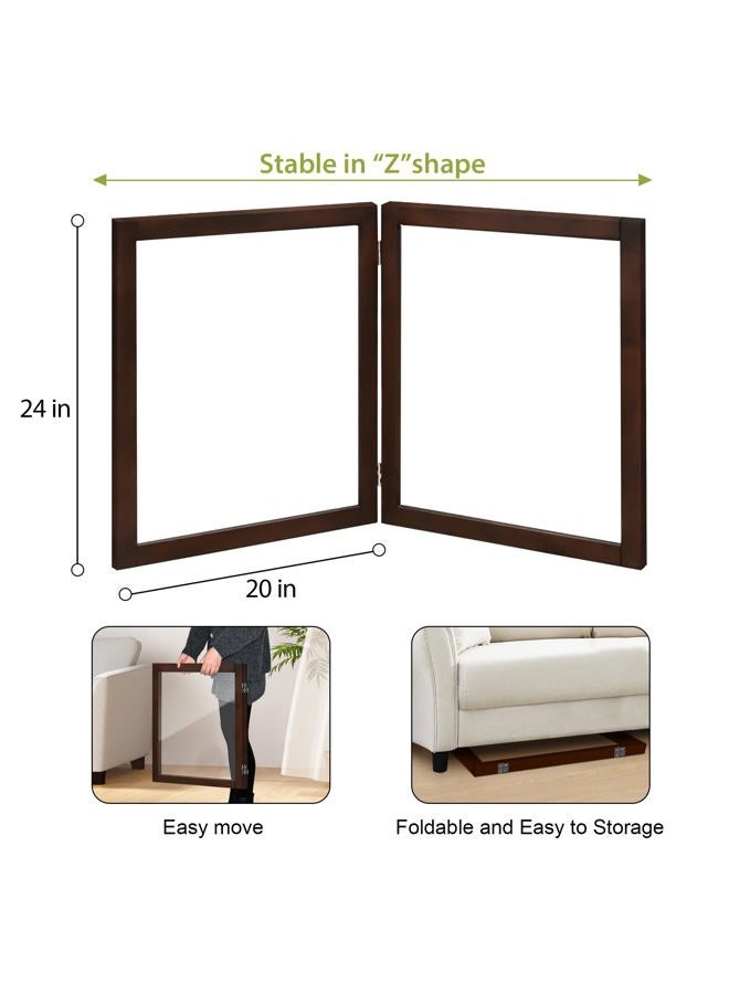 LZRS Clear Dog Gate for Indoor Use - Transparent Pet Fence with Solid Hardwood and Plastic Board, Stylish & Durable freestanding Pet Gate for Doorways, Stairs and Hallways-2 Panel Brown - Image 5