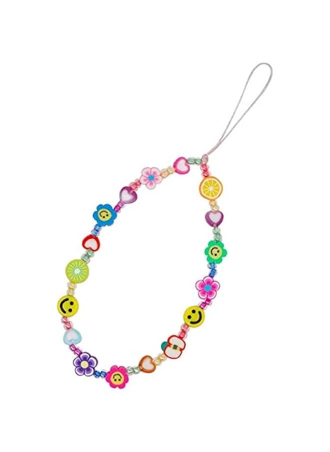 GELESE 2Pcs Colorful Mobile Phone Charm Lanyard Beaded Wristband, Fun Fruit Star Beaded Phone Chain Strap, Universal Lanyard for Women and Girls Summer Accessories  - Image 1