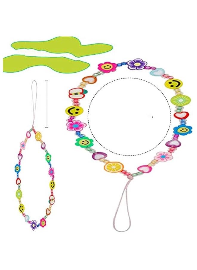 GELESE 2Pcs Colorful Mobile Phone Charm Lanyard Beaded Wristband, Fun Fruit Star Beaded Phone Chain Strap, Universal Lanyard for Women and Girls Summer Accessories  - Image 2