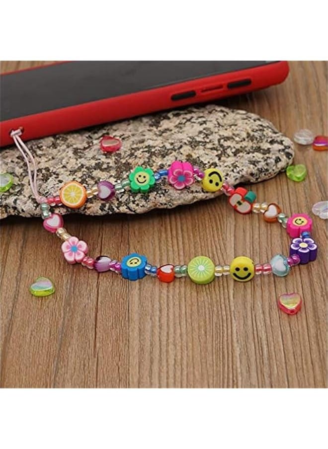 GELESE 2Pcs Colorful Mobile Phone Charm Lanyard Beaded Wristband, Fun Fruit Star Beaded Phone Chain Strap, Universal Lanyard for Women and Girls Summer Accessories  - Image 3