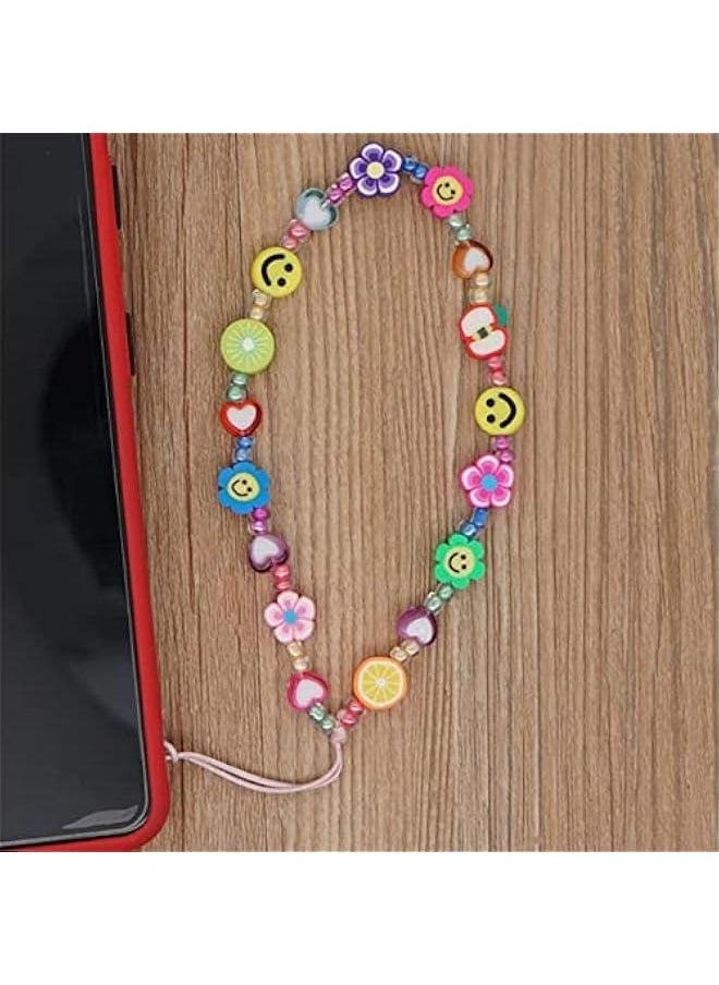 GELESE 2Pcs Colorful Mobile Phone Charm Lanyard Beaded Wristband, Fun Fruit Star Beaded Phone Chain Strap, Universal Lanyard for Women and Girls Summer Accessories  - Image 4