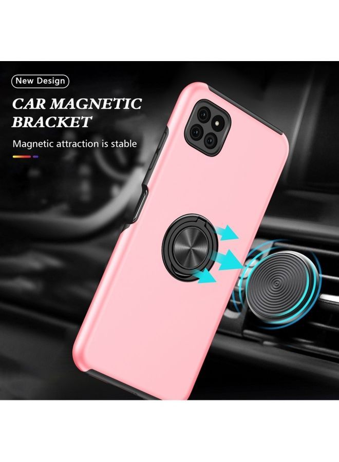 NIBEMINENT Protective Case Cover With Invisible Magnetic Ring Kickstand For Samsung Galaxy A22 5G Pink - Image 3