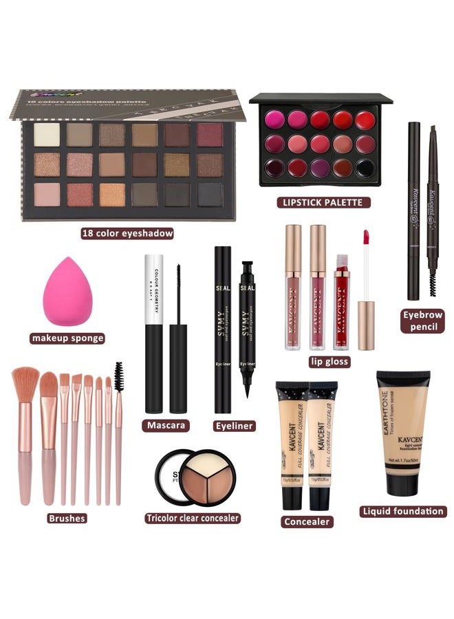 KAVCENT Makeup Set Makeup Kit for Women Full Kit Makeup Sets for Teens Teenagers Eyeshadow Palette Lip Gloss Foundation Mascara Eyeliner Contour Stick Makeup Kits - Image 2