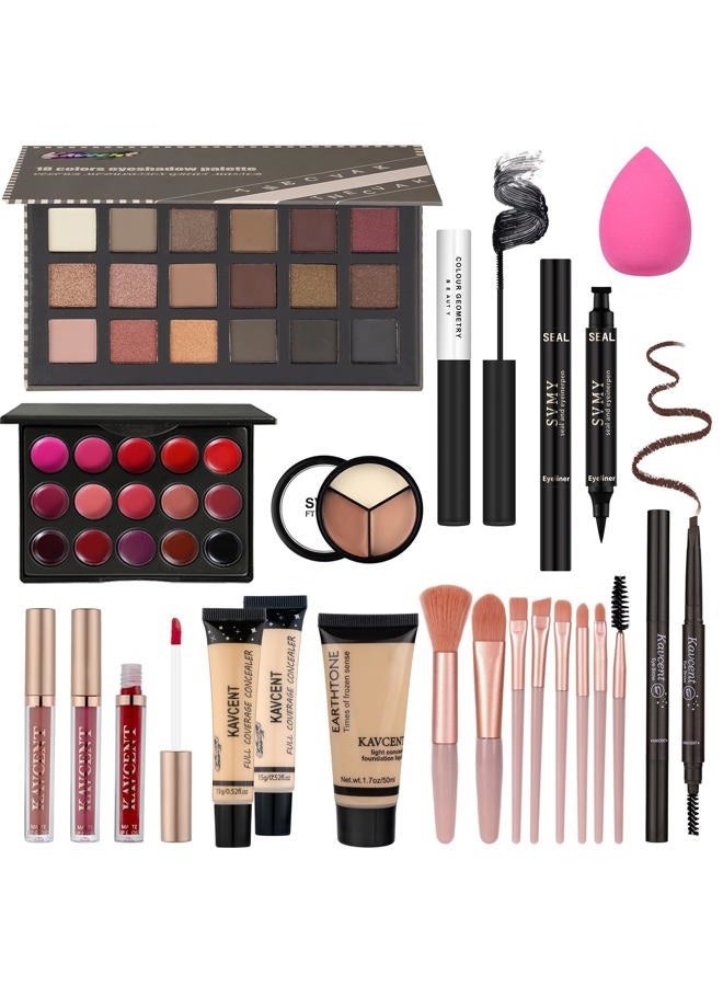 KAVCENT Makeup Set Makeup Kit for Women Full Kit Makeup Sets for Teens Teenagers Eyeshadow Palette Lip Gloss Foundation Mascara Eyeliner Contour Stick Makeup Kits - Image 1