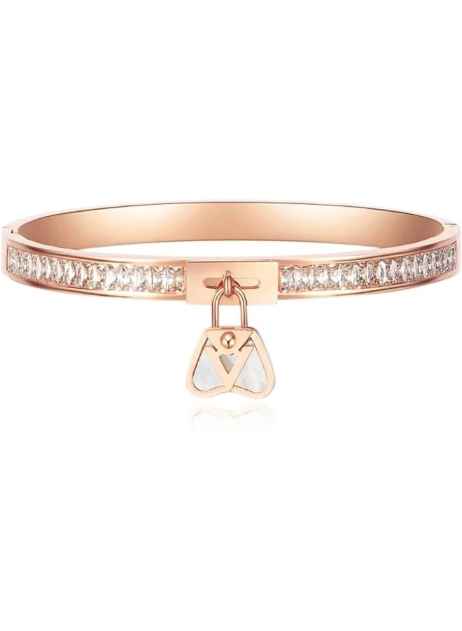 لي كوبر سوار نسائي مطلي بالذهب الوردي من الفولاذ المقاوم للصدأ