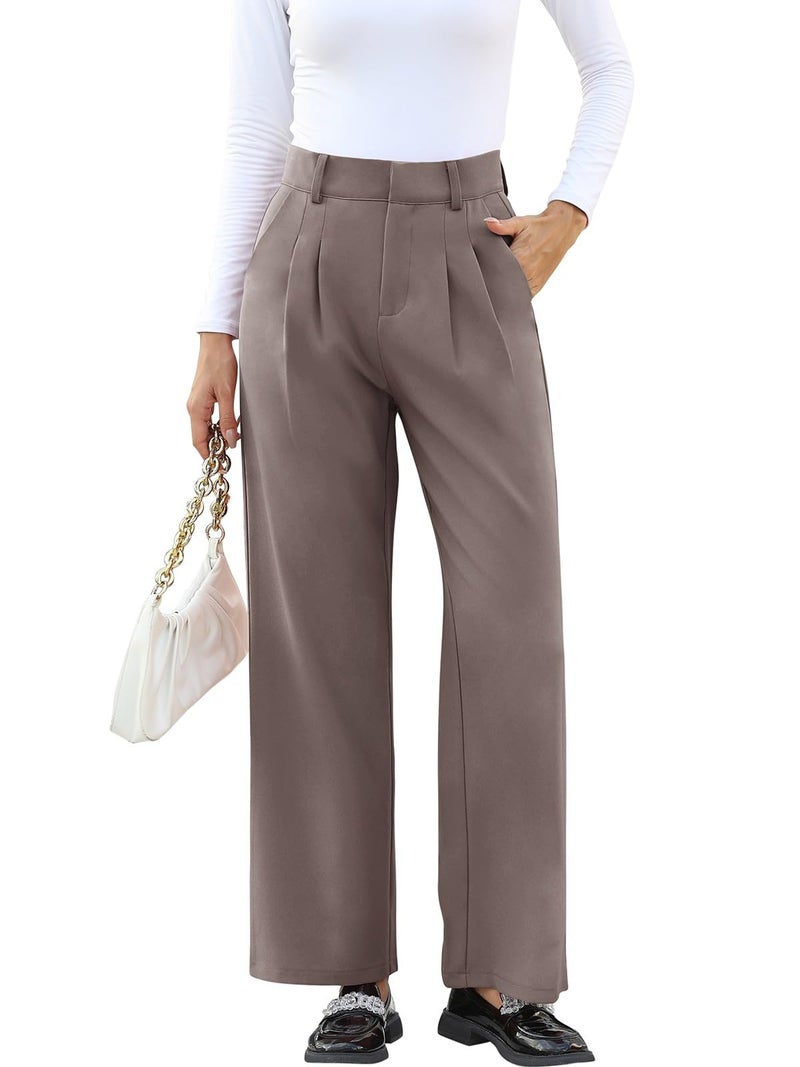 NIMIN High Waisted Work Pants for Women Straight Leg Office Dress Pants Business Casual PantsTrousers 2025 Fashion Slacks Outfits with Pockets Mocha Brown - Image 4