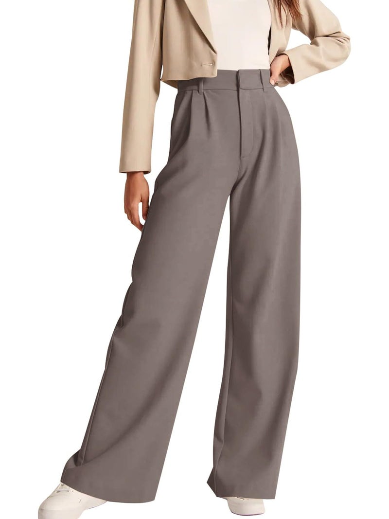 NIMIN High Waisted Work Pants for Women Straight Leg Office Dress Pants Business Casual PantsTrousers 2025 Fashion Slacks Outfits with Pockets Mocha Brown - Image 1