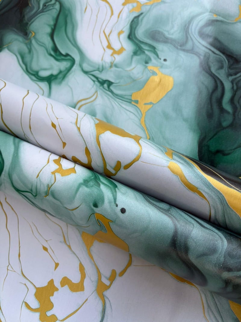 ELTON Marble Design Self-Adhesive Wallpaper, Waterproof Wall Sticker for Interior Decor, Gold and Green Pattern (Green Golden Marble, 45 x 600 Cms) - Image 1