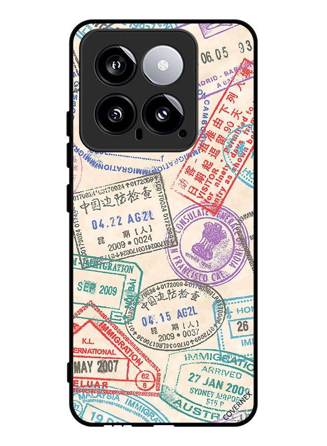 Covernex Protective Case Cover For Xiaomi 14 Travel Stamps Pattern - Image 1