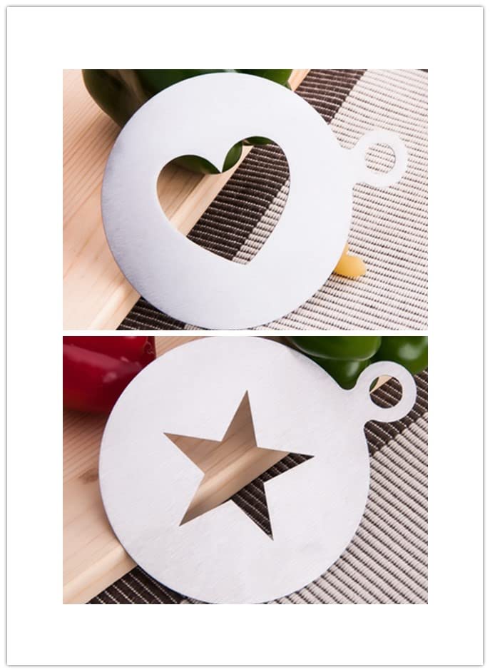 LIUHUIZEYU Coffee Stencils Liuhuizeyu 2 Pcs Latte Art Heart Star Shape Coffee Mold Tool For Latte Cappuccino Cupcake Cookies Hot Chocolate Diy Craft Decor - Image 5