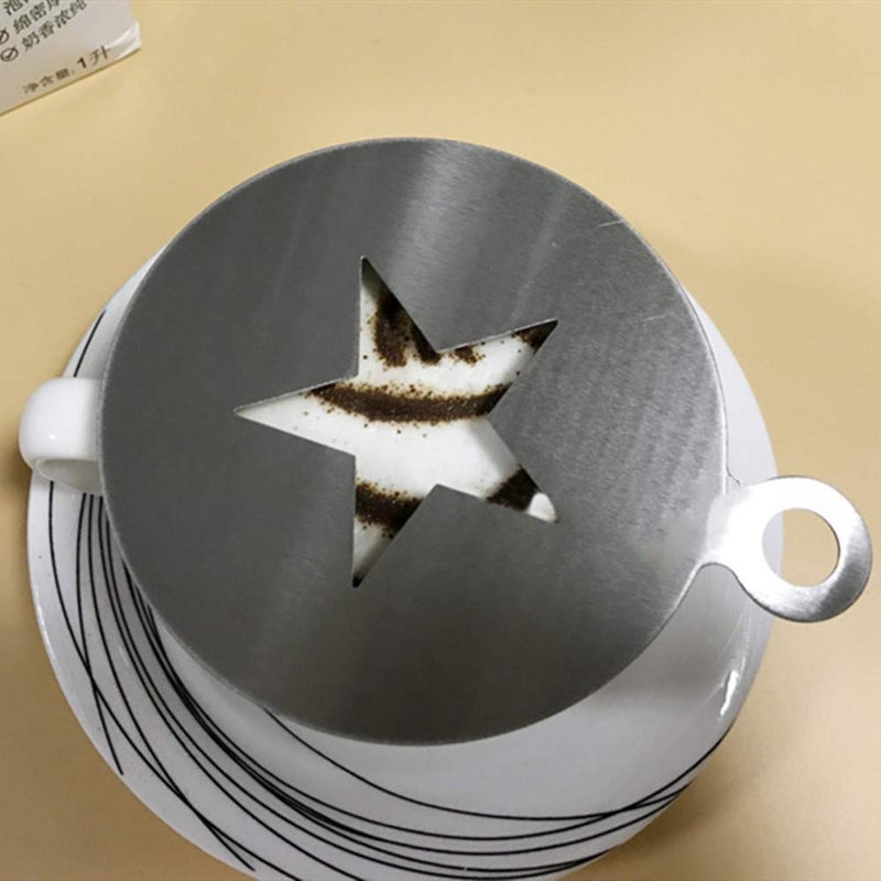 LIUHUIZEYU Coffee Stencils Liuhuizeyu 2 Pcs Latte Art Heart Star Shape Coffee Mold Tool For Latte Cappuccino Cupcake Cookies Hot Chocolate Diy Craft Decor - Image 3