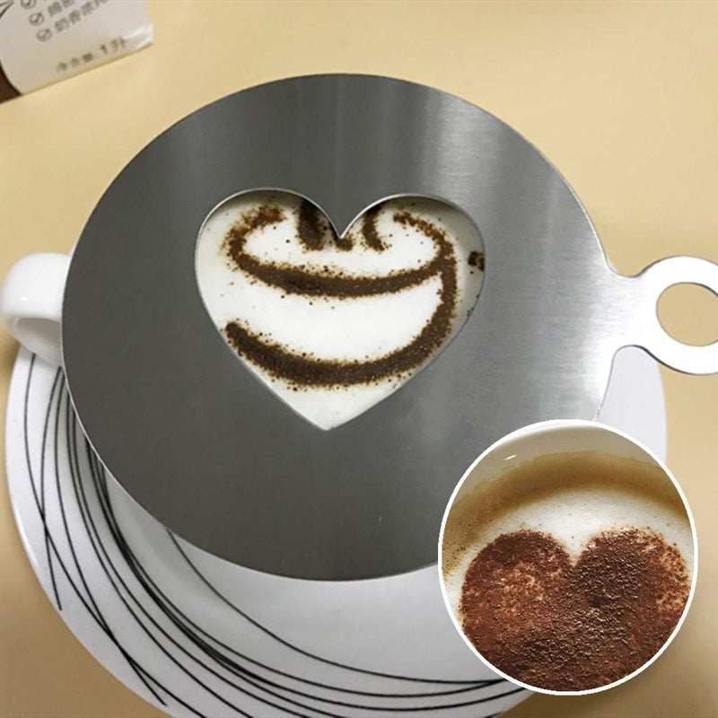 LIUHUIZEYU Coffee Stencils Liuhuizeyu 2 Pcs Latte Art Heart Star Shape Coffee Mold Tool For Latte Cappuccino Cupcake Cookies Hot Chocolate Diy Craft Decor - Image 4