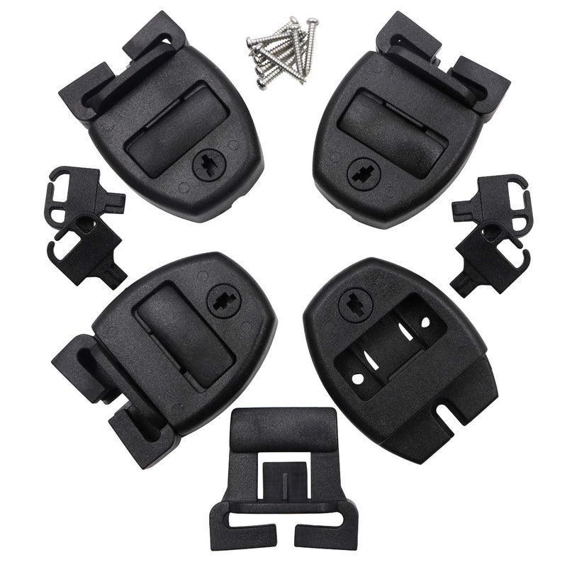 Huouo 4 Set Hot Tub Spa Cover Locks wKey Pinch Center Release Strap Buckle Broken Latch Repair Kit with Screws