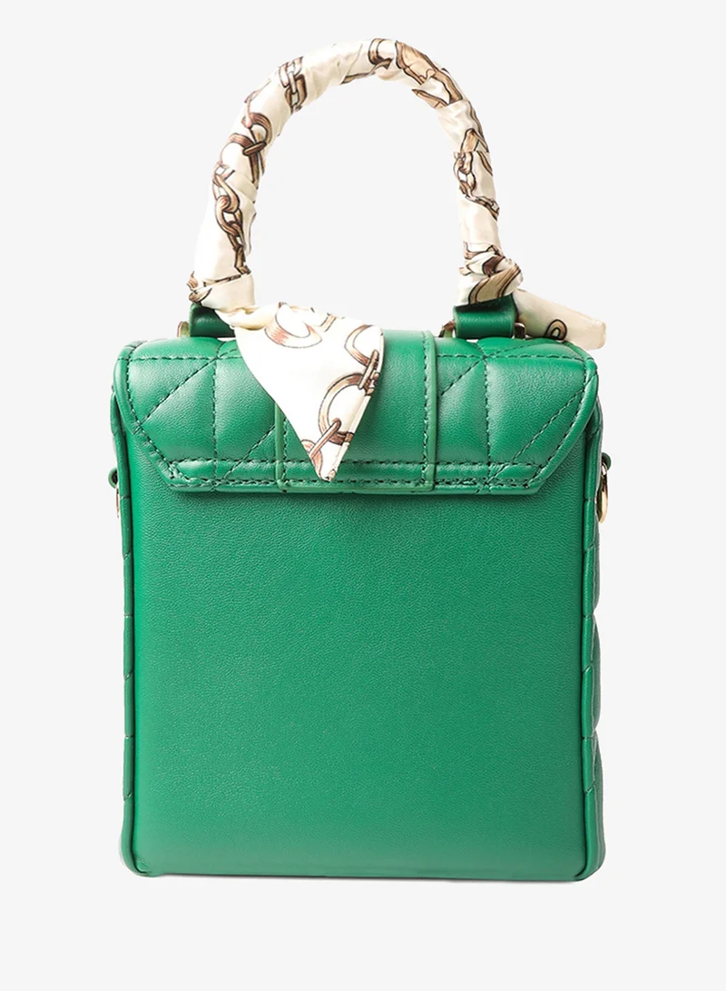 London Rag Green Quilted Faux Leather Bucket Handbag