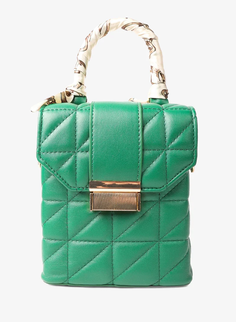 London Rag Green Quilted Faux Leather Bucket Handbag