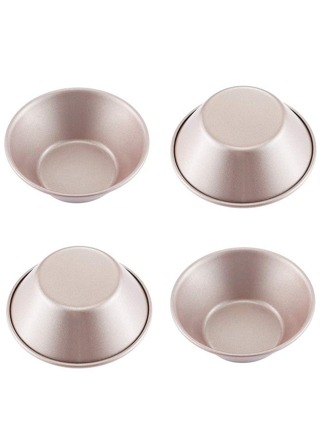 CHEFMADE Mini Pudding Pan Set, 3-Inch 4Pcs Non-Stick Egg Tart Mold Round Mini Cake and Loaf Bakeware for Oven and Instant Pot Baking (Champagne Gold) - Image 1