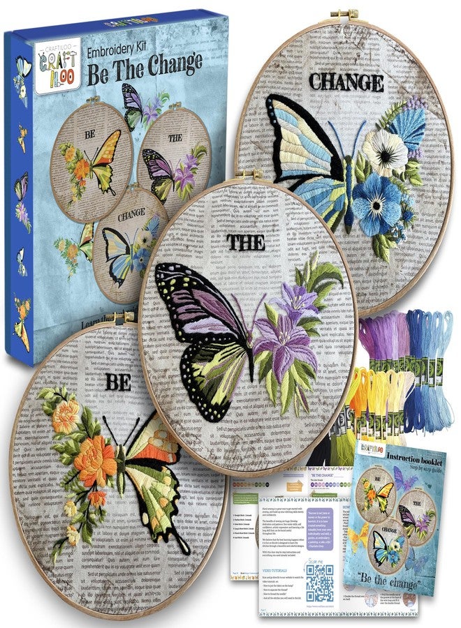 CRAFTILOO 3 Butterfly Embroidery Craft Kit - Image 1