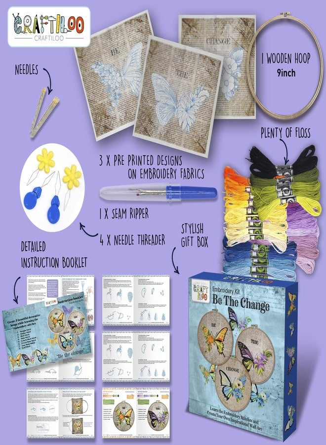 CRAFTILOO 3 Butterfly Embroidery Craft Kit - Image 3