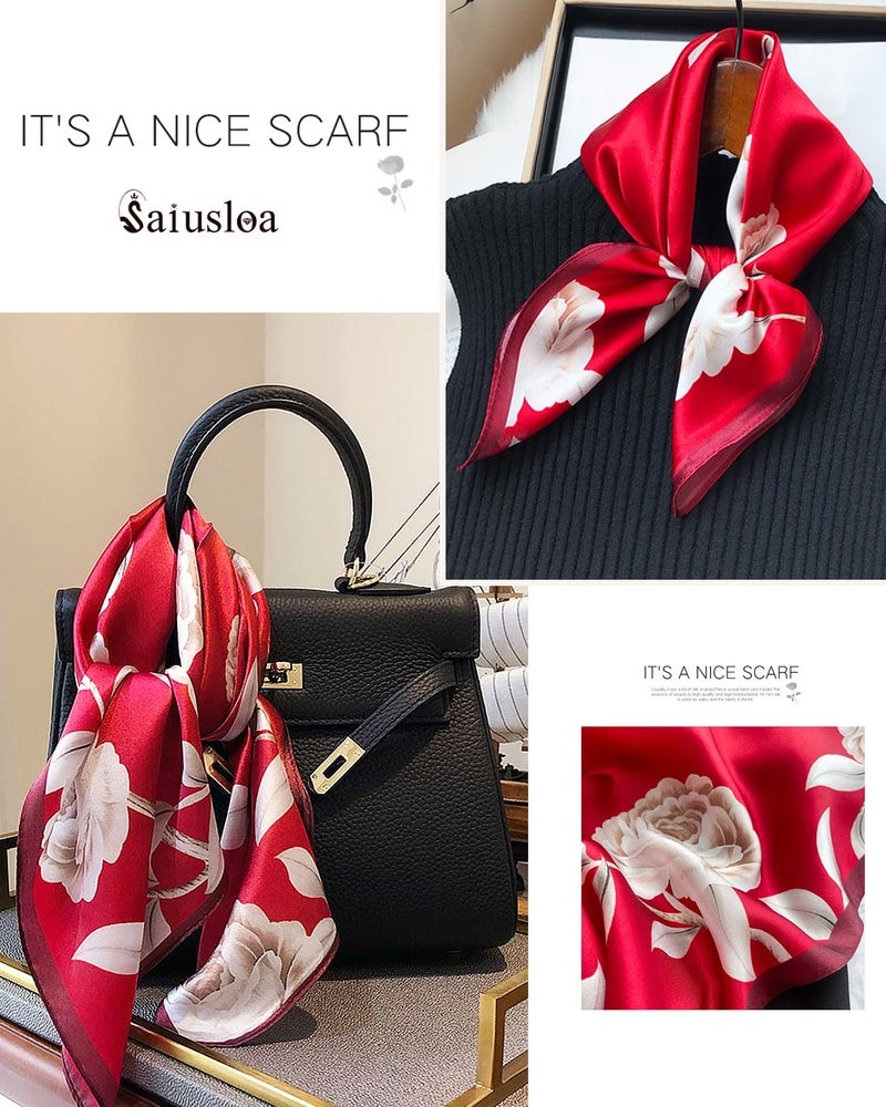 Saiusloa Neck Scarf For Womens Silky Head Scarves Hair Bandanas Square Scarf Fashion Accessories lightweight 27.5 * 27.5inch-1 - Image 5