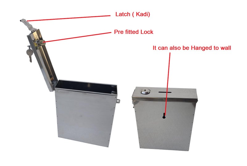 GinoSet® Stainless Steel Slim Multipurpose Use Letter,Suggestion Box,Complaint, Donation Box .Table Top or Wall Mount (with Pre Fited Lock & 2 Key) - Image 4