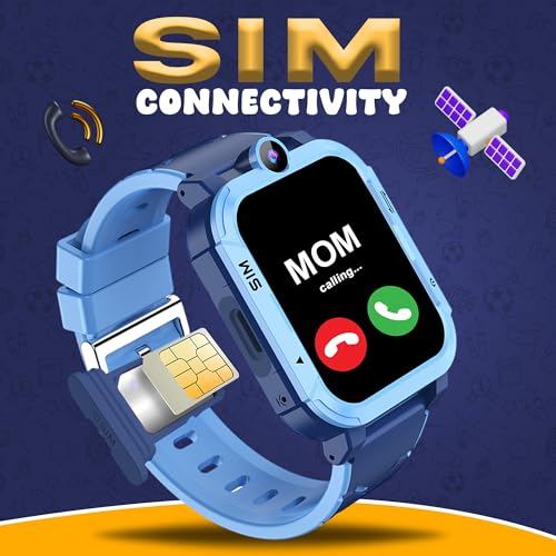 PunnkFunnk Musk Safeguard 5G/4G Kids Smart Watch with SIM Calling, GPS Tracker, Video Call, SOS Alerts, Face Unlock, Games, IP67, 800mAh Battery, Voice Chat, Maps(Blue) - Image 4