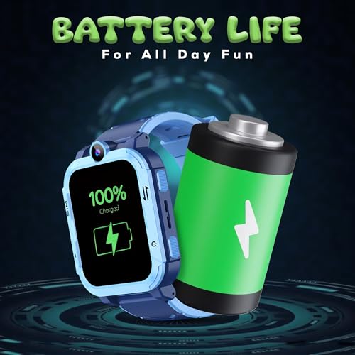 PunnkFunnk Musk Safeguard 5G/4G Kids Smart Watch with SIM Calling, GPS Tracker, Video Call, SOS Alerts, Face Unlock, Games, IP67, 800mAh Battery, Voice Chat, Maps(Blue) - Image 2