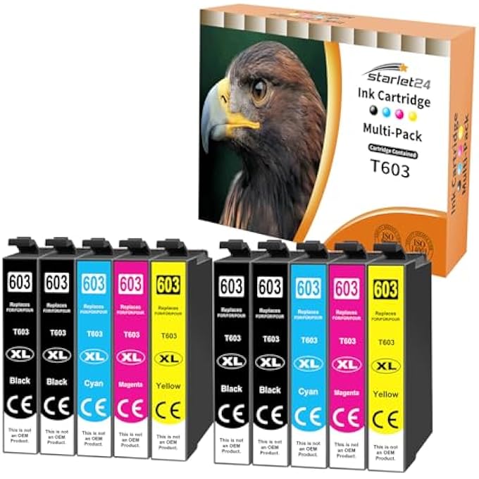 603XL PRINTER CARTRIDGES COMPATIBLE INK CARTRIDGE FOR EPSON 603XL FOR XP 3105 XP 2100 XP 2105 XP 4100 XP 4105 WF 2830 WF 2810 WF 2835 (4BLACK, 2CYAN, 2MAGENTA, 2YELLOW, 10) PACK) - Image 1