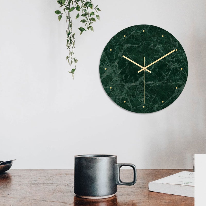 Luxury Marble Grain Round Wall Clock Clock UV Wall Clock without Battery No.CC004 for Living Room - Image 3