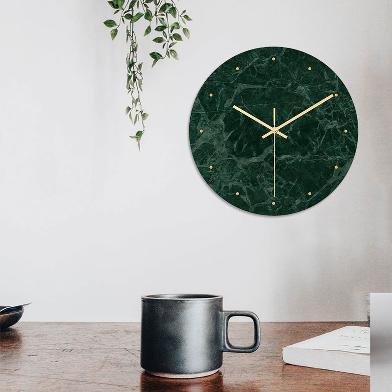 Luxury Marble Grain Round Wall Clock Clock UV Wall Clock without Battery No.CC004 for Living Room - Image 1