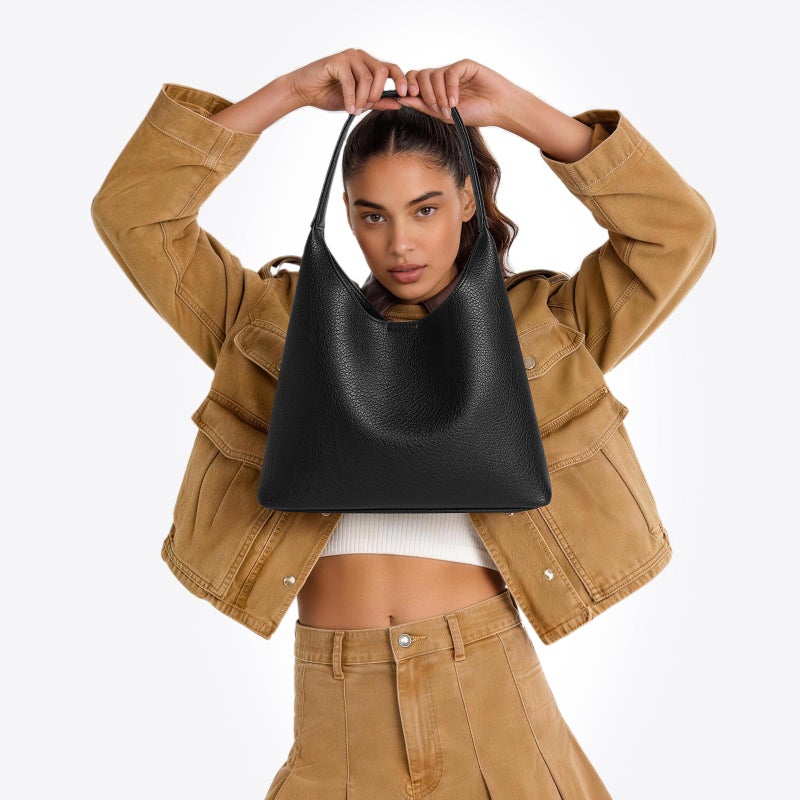 VAYOQON Hobo Bags for Women, Small Slouchy Hobo Purse, Soft Vegan Leather Shoulder Bag Trendy Everyday Tote Handbag, 11'' (28cm) - Image 3