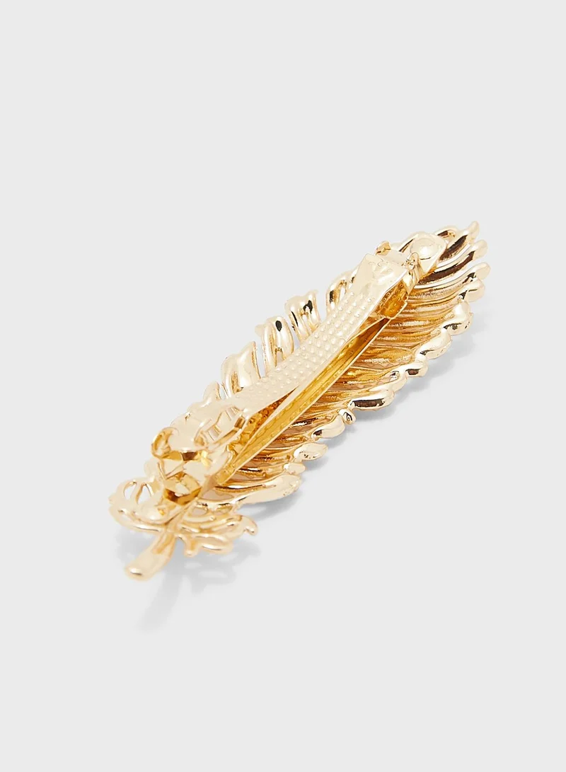 Claires Claire'S Gold Palm Leaf Hair Barrette