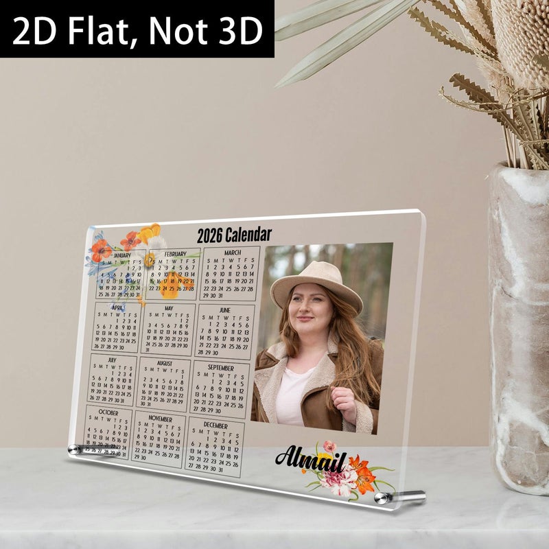 DZYKL3MMXM 2D Flat Photo Calendar With Stand And Acrylic Desktop Organizer For Home Office School - Image 1