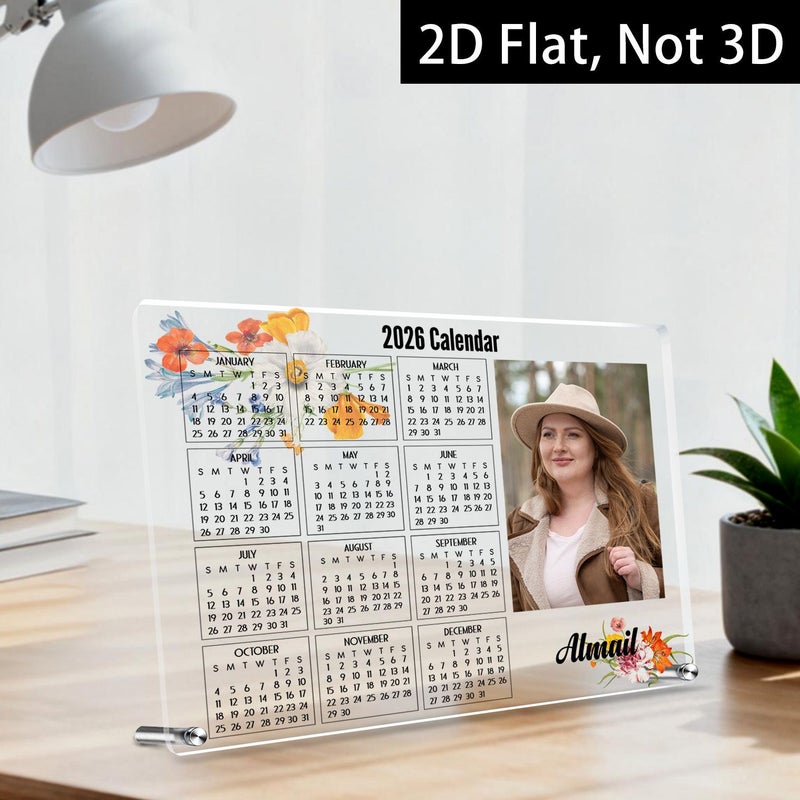 DZYKL3MMXM 2D Flat Photo Calendar With Stand And Acrylic Desktop Organizer For Home Office School - Image 4