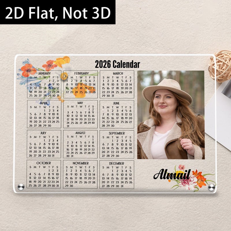 DZYKL3MMXM 2D Flat Photo Calendar With Stand And Acrylic Desktop Organizer For Home Office School - Image 5
