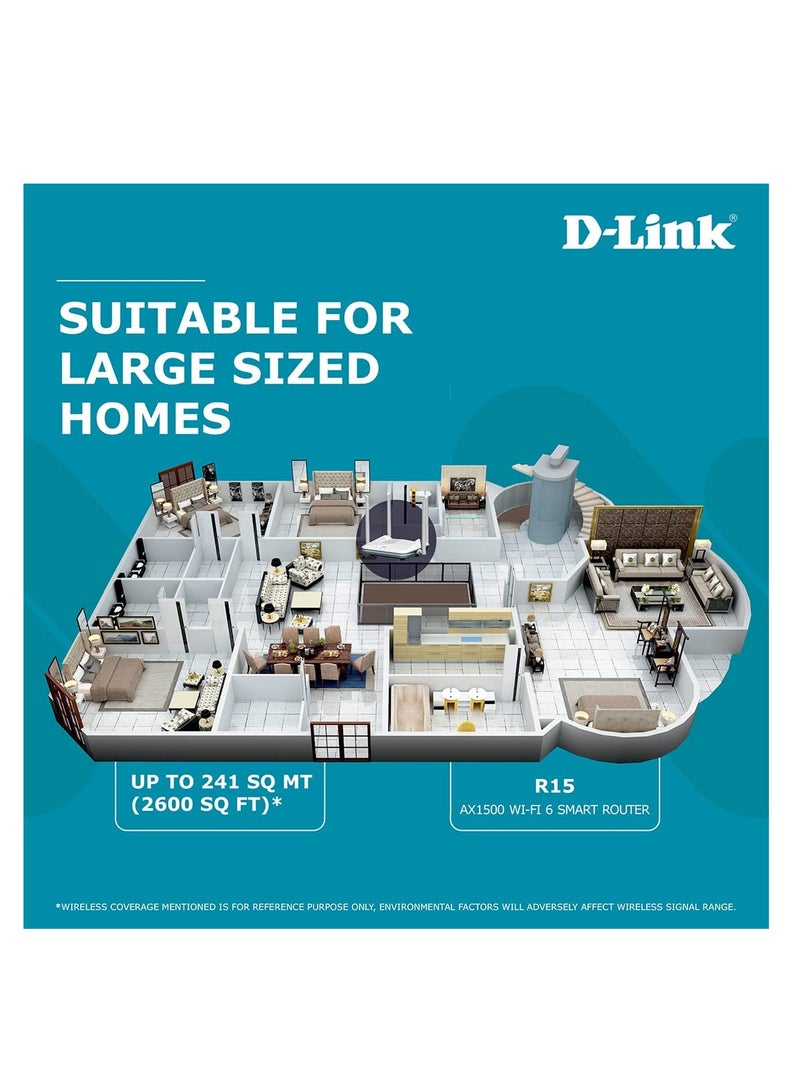 D-Link R15 EAGLE PRO AI AX1500 Smart Router White - Image 3