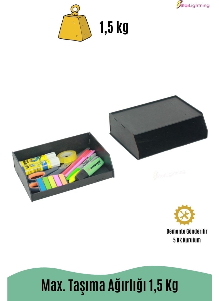 Starlightning Secret Drawer Organizer Under Desk Storage Box Large Horizontal Demountable MDF Black Color  - Image 4