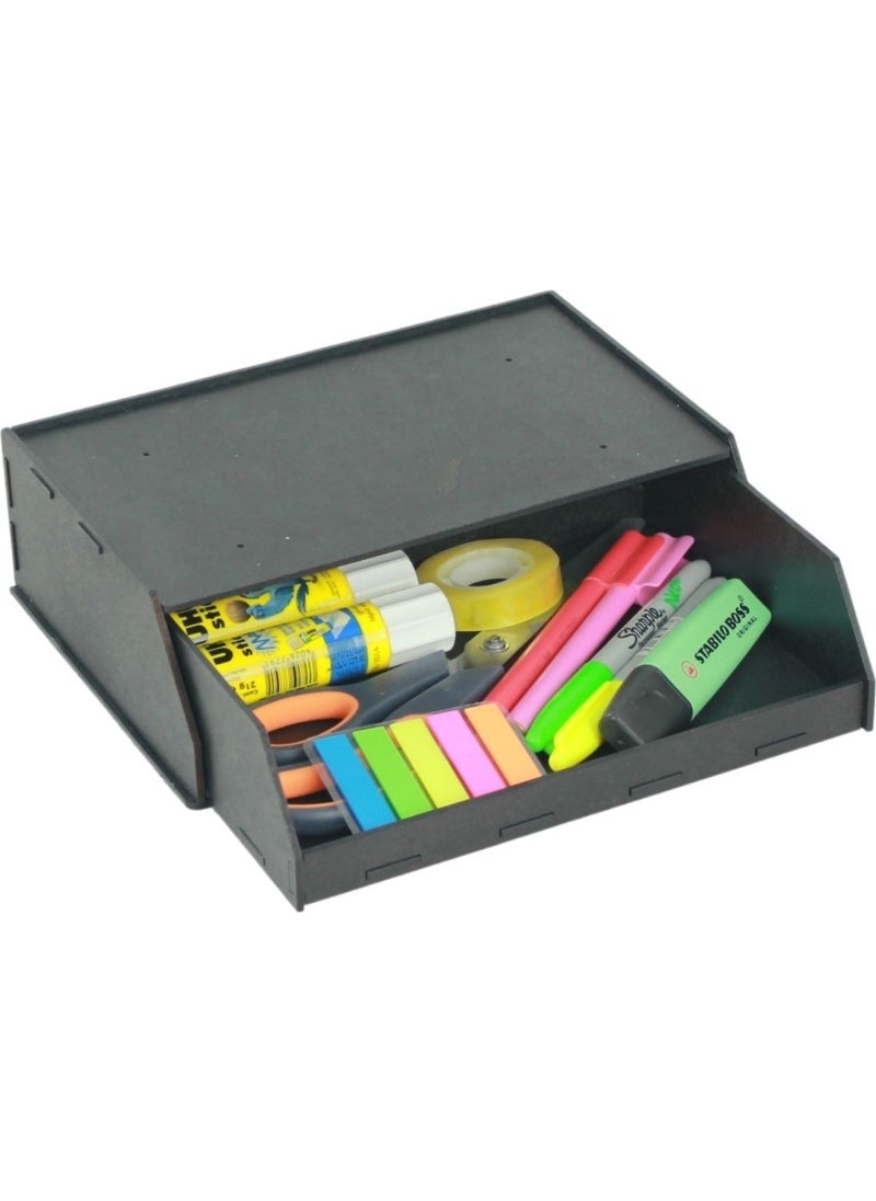 Starlightning Secret Drawer Organizer Under Desk Storage Box Large Horizontal Demountable MDF Black Color  - Image 1