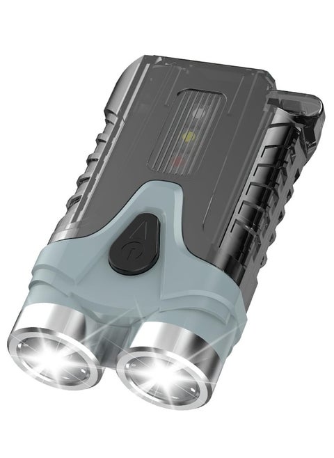 Small Torch LED Super Bright Mini Flashlight Torch Rechargeable Keychain Torches 500 Lumen Pocket Torch with 7 Light Modes, Waterproof Torches for Power Cuts Emergency Hiking Dog Walking (Grey)