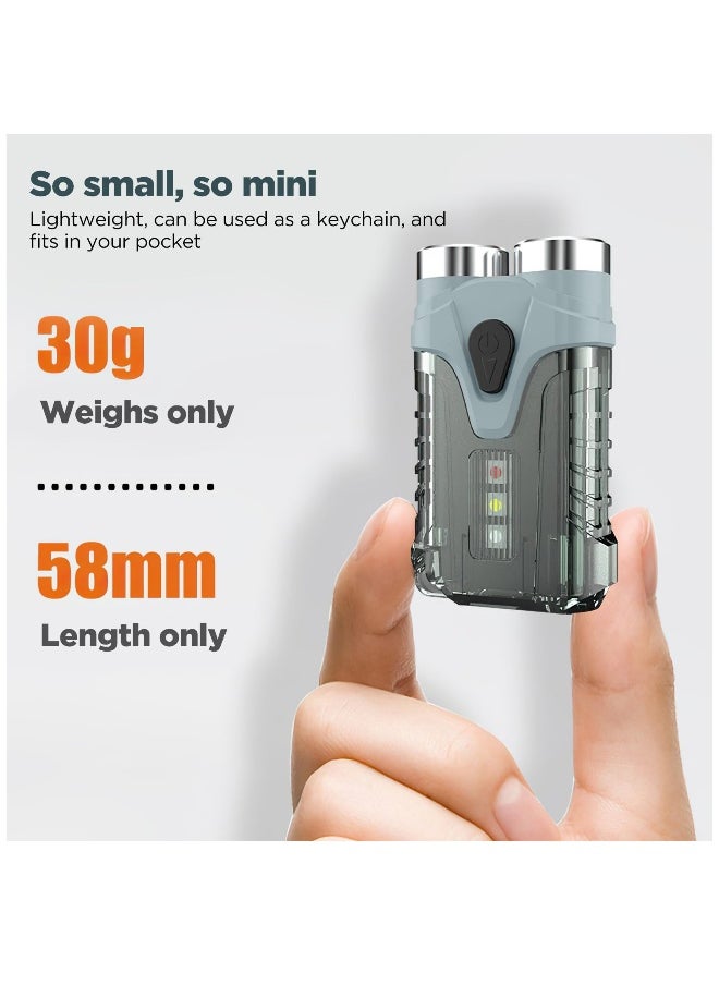 Generic - Small Torch LED Super Bright Mini Flashlight Torch Rechargeable Keychain Torches 500 Lumen Pocket Torch with 7 Light Modes, Waterproof Torches for Power Cuts Emergency Hiking Dog Walking (Grey) - Image 1