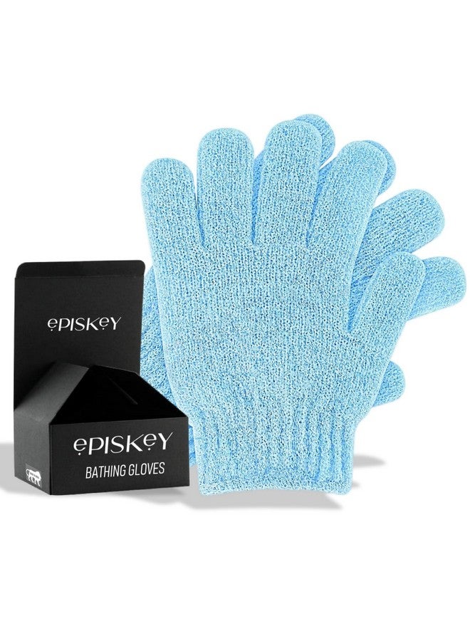Episkey Exfoliating Wash Gloves Dual Texture Bath Gloves for Shower Body Scrub Exfoliating Mitt Dead Skin Remover Exfoliator Mitten Natural Body Loofah Washcloth (BLUE) (SET OF 1) (EXFOLIATING_BLUE) - Image 1