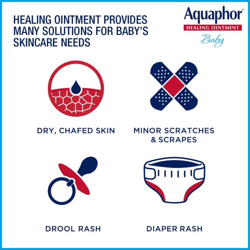 Aquaphor Baby Healing Ointment Advanced Therapy Skin Protectant for Chapped or Dry Skin, Drool Rash and Diaper Rash Ointment, Hypoallergenic Baby Essentials, Travel Size, 0.35 Oz Tube, Pack of 2 - Image 4