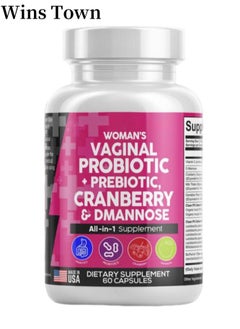 Wins Town Probiotics for Women + Prebiotics 20 Billion Cranberry Pills 30,000mg w/D-Mannose 500 mg for Urinary Tract Health pH Balance - Womens Vitamins for l Health 60 Capsules  - Image 1
