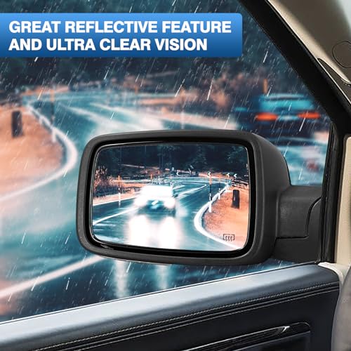 TOP-MAX Dodge Ram Driver Left Side Heated Mirror Glass Compatible with 2009-2018 Dodge Ram 1500 2500 Side View Exterior Convex Mirror Glass 68050299AA, 68079363AA - Image 2