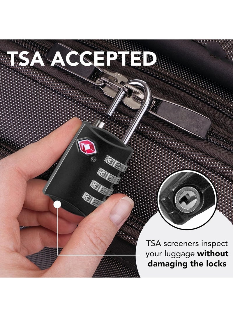 VIUAUAX Combination Lock,Traveling luggage drawer padlock,Customs Combination Lock,4 Digit Combination Steel Tsa Luggage Lock - Black - Image 2