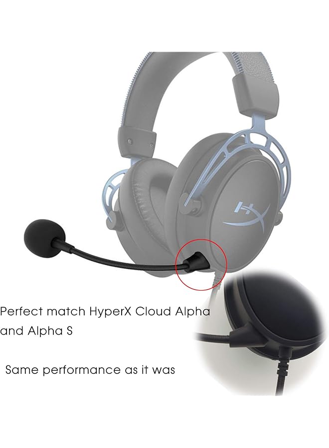 ريير ذراع ميكروفون بديل لسماعة الألعاب Kingston Hyperx Cloud II مع ميكروفون مراقبة لأجهزة الكمبيوتر وسماعات الألعاب مع خاصية إلغاء الضوضاء ومقبس 3.5 مم - Image 3
