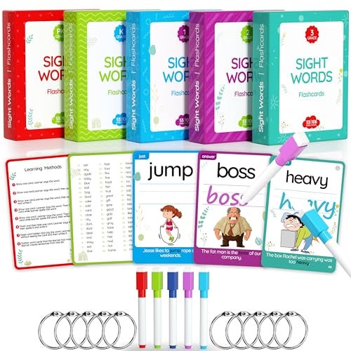 WJPC 275 Cards 530PCS High Frequency Sight Words Flash Cards with Pictures Sentences for PreKindergarten 1st 2nd 3rd 4th Grade 4567891011 Years Ages Kids Preschool Homeschool - Image 1