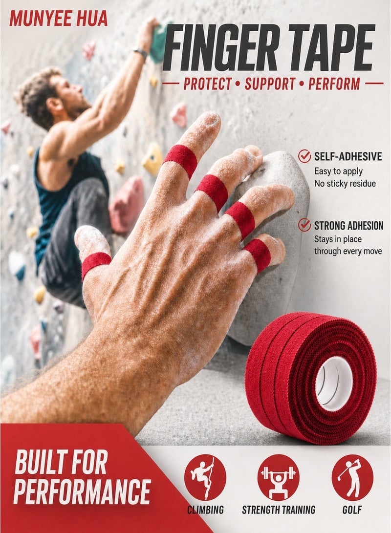 Munyee Hua 3 Rolls Athletic Finger Tape, Latex-Free Skin-Friendly Finger Wrap Tape 1.25 cm x 13.7 m, Extra Strong Adhesive Sports Tape for Finger Support, Hand Grip, Joint Protection, Climbing, Football, Gym, Weightlifting, Padel, Tennis and Volleyball - Image 1