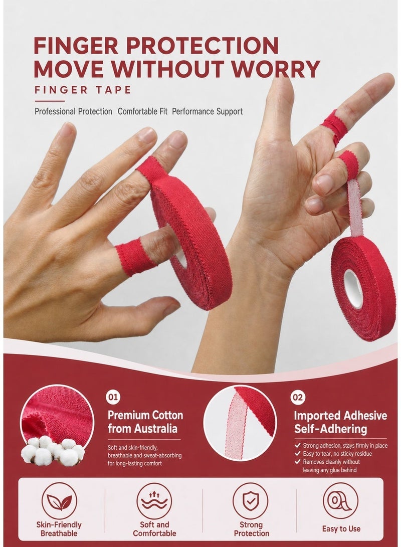 Munyee Hua 3 Rolls Athletic Finger Tape, Latex-Free Skin-Friendly Finger Wrap Tape 1.25 cm x 13.7 m, Extra Strong Adhesive Sports Tape for Finger Support, Hand Grip, Joint Protection, Climbing, Football, Gym, Weightlifting, Padel, Tennis and Volleyball - Image 2